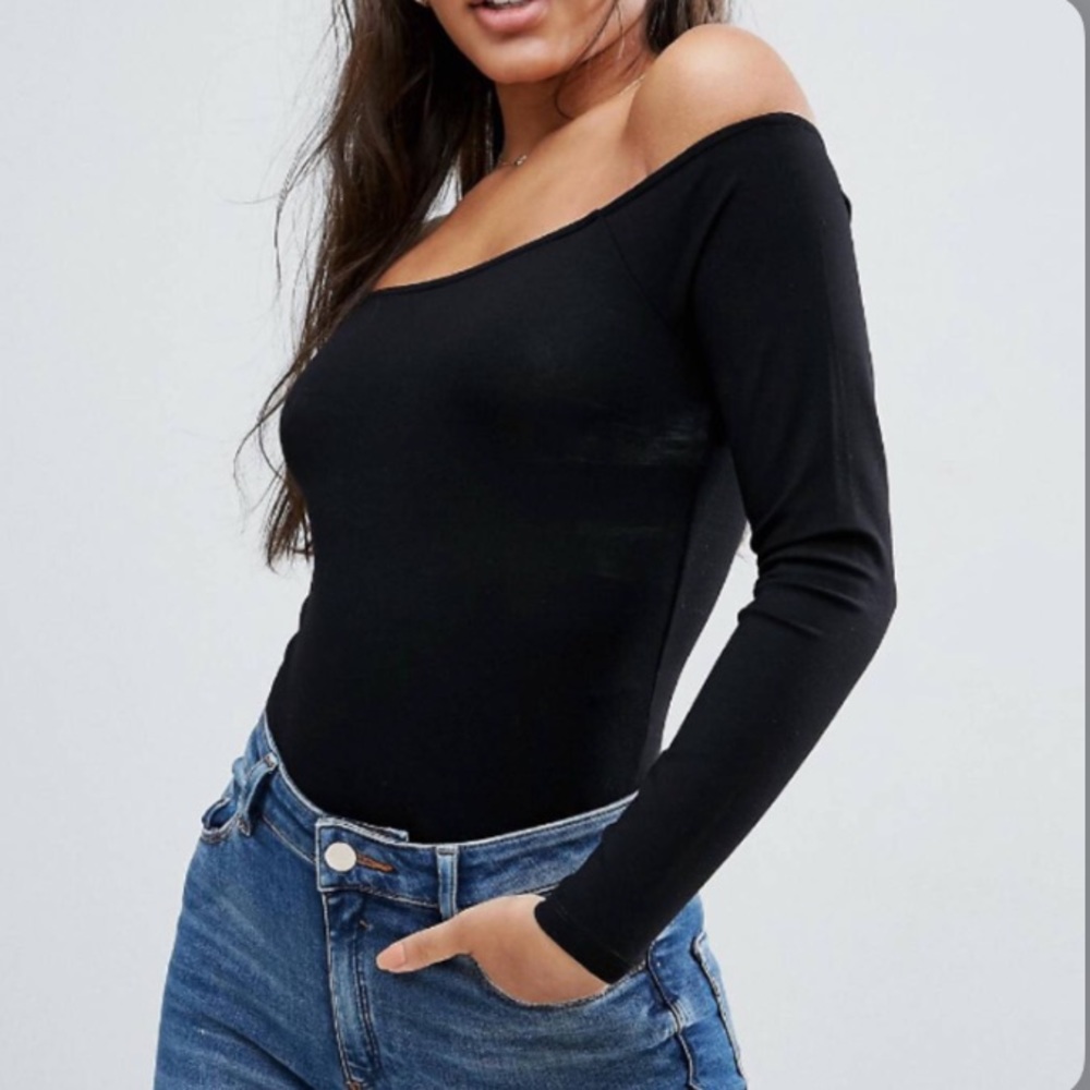SHEIN ribbed off the shoulder bodysuit